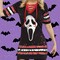 Ghost Face Dress Costume for Adults Halloween Lace-Up V-Neck Iconic Mask Print